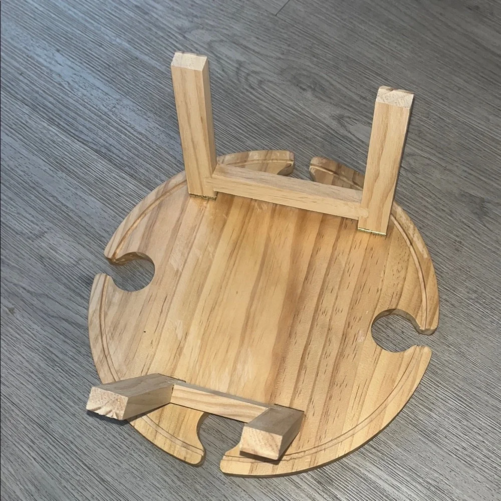 Natural Wood Wine and Snack Table